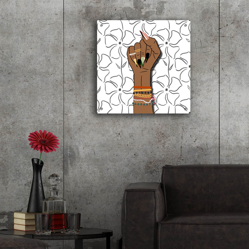 Art mural en verre épique «Black histoire fist» par Marlee Ash Calligraphy & Design, 24 po x 24 po, H 24 po x l 24 po