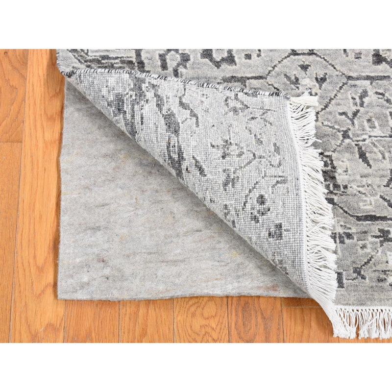 Tapis gris en laine nouée à la main 2 pi 2 po x 2 pi B75A1C0FAB5047C0804205DC79C6C8E1
