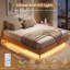 Cadre de lit flottant pour grand lit avec lumières DEL, lit plateforme moderne en bois de 12 pouces-129619072