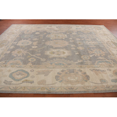 Vegetable Dye Gray Oushak Turkish Large Rug 10x14