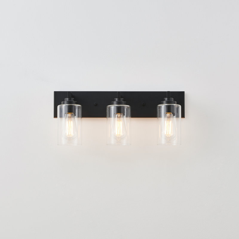 Éclairage de meuble-lavabo transitionnel à intensité variable, Noir mat, 3 lumières, 20,5 po de largeur