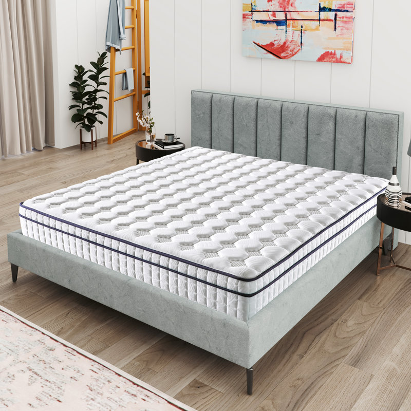Quin 12" Queen Size Medium Mattress Gel Memory Foam and Individually Pocketed Spring Hybrid Mattress, Queen