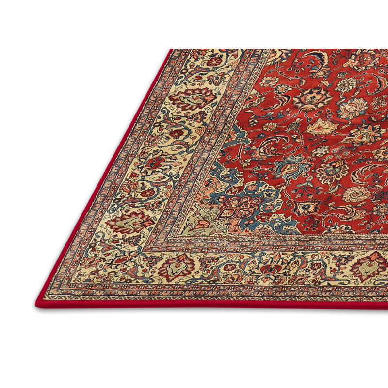 Tapis traditionnel rouge / vert Gately, Rectangle 5 pi x 7 pi