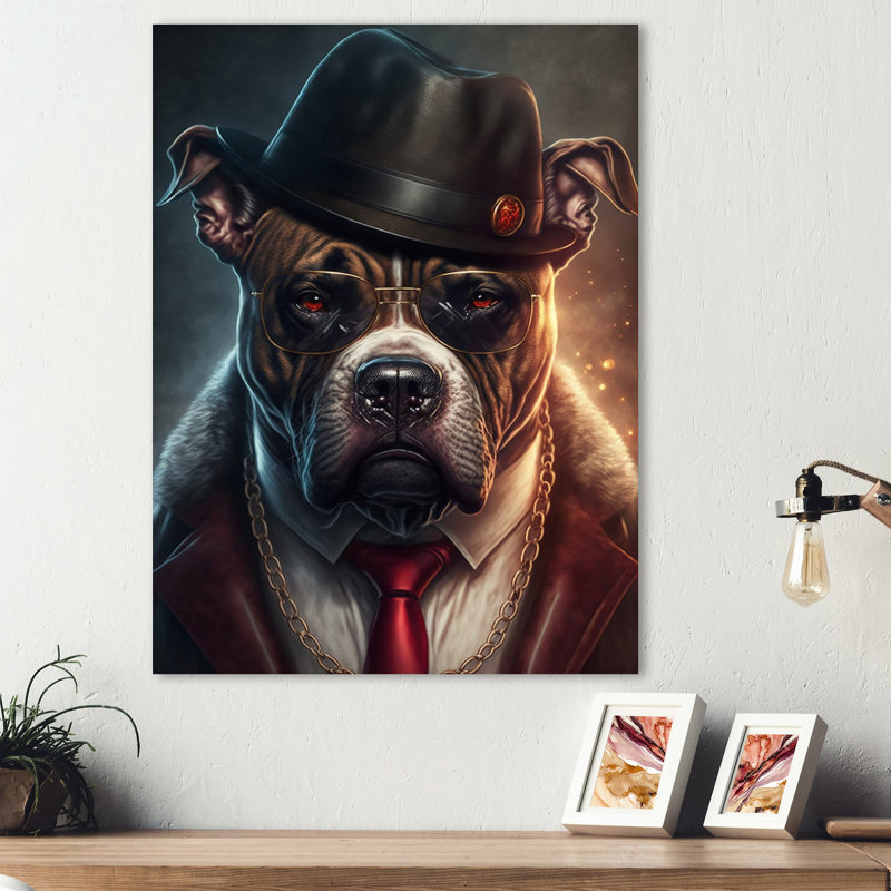 Décoration murale Herv Mafia Pitbull III - Animaux, H 32 po x l 24 po x P 1 po