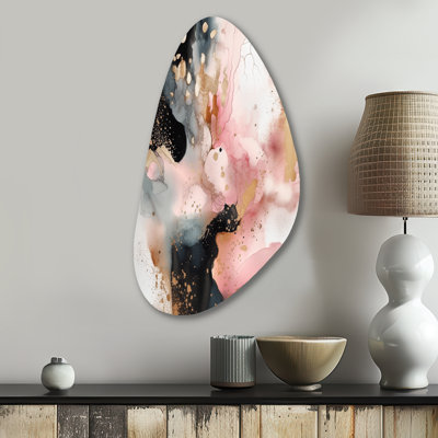 Friedel - Marble Unique Shape Metal Wall Decor, Pink Asymmetrical Metal Art Print