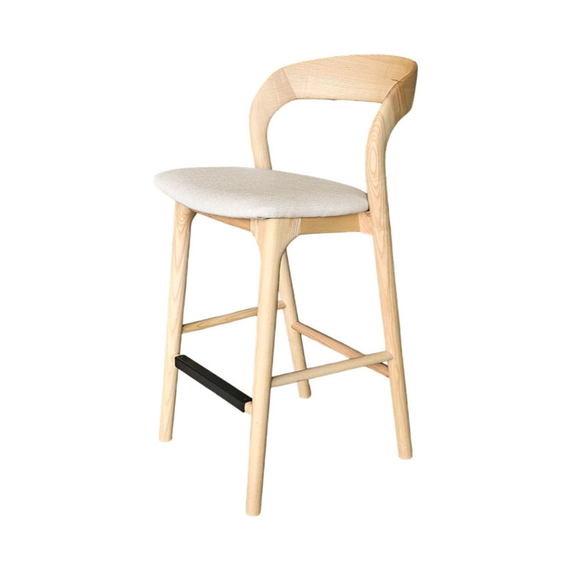 Tabouret de comptoir tapissier Rena, Beige