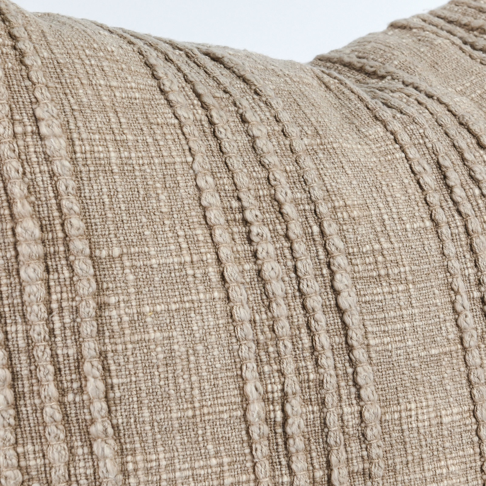 Kara 22" x 22" Cotton Pillow Cover & Insert, Natural Striped