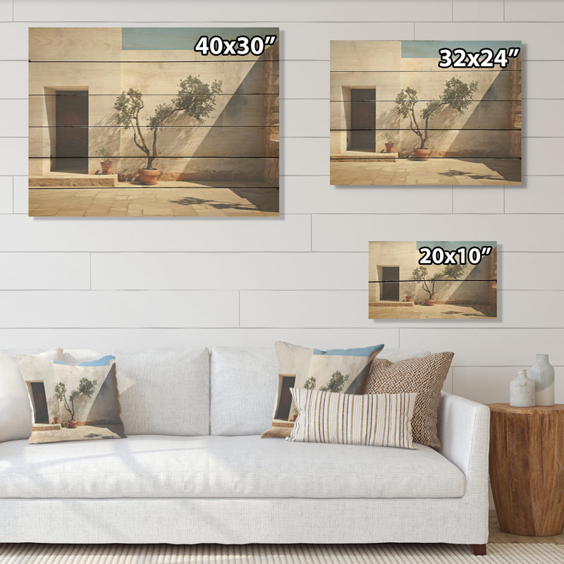 Seasim House, paysage de mimalisme I - Minimalisme côtier, art mural sur bois de pin naturel, H 24 po x l 32 po