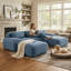 Canapé d'angle modulaire en velours côtelé en forme de U de 295 cm (116 po), avec assises profondes, mousse 32D et sans assemblage, bleu ciel-860751189
