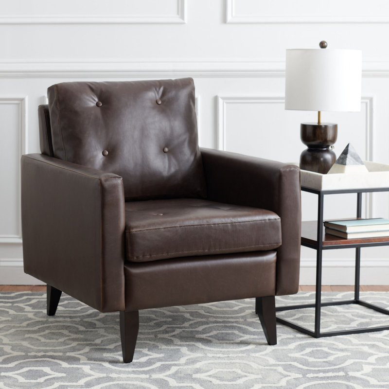 Faux Leather Armchair, Brown Antique