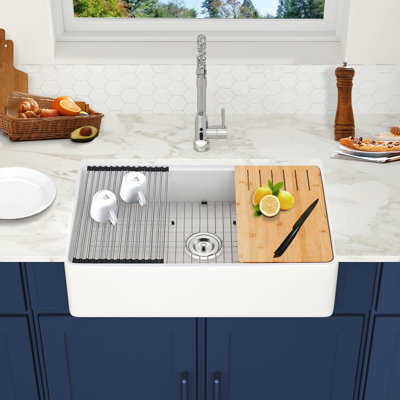 Évier de cuisine blanc 33 po x 20 po - Chaleur, teinture, égratignure, rouille, réduction du bruit, blanc facile à rectifier, tache de chaleur et égratignure, minimisation du bruit, étincelle