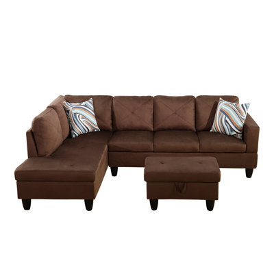 97" Wide L-Shaped Sectional Sofa with Ottoman, Ideal for Apartments, Game Rooms, Guest Rooms, and Offices