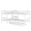 Lit simple en L avec lit gigogne