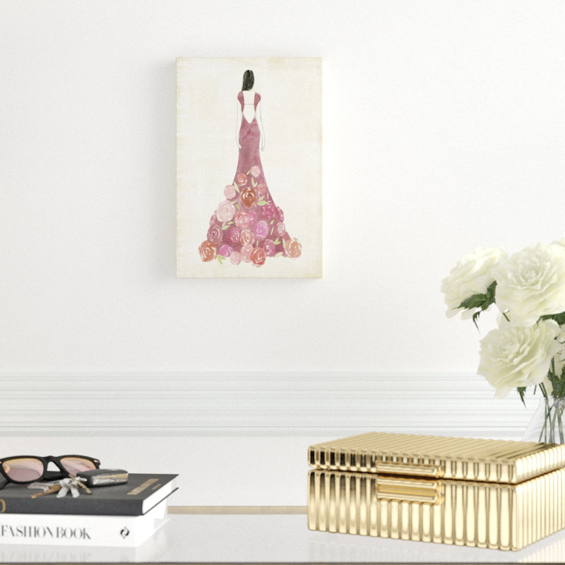 «Garland Gown I», peinture sur toile, H 12 po x l 8 po