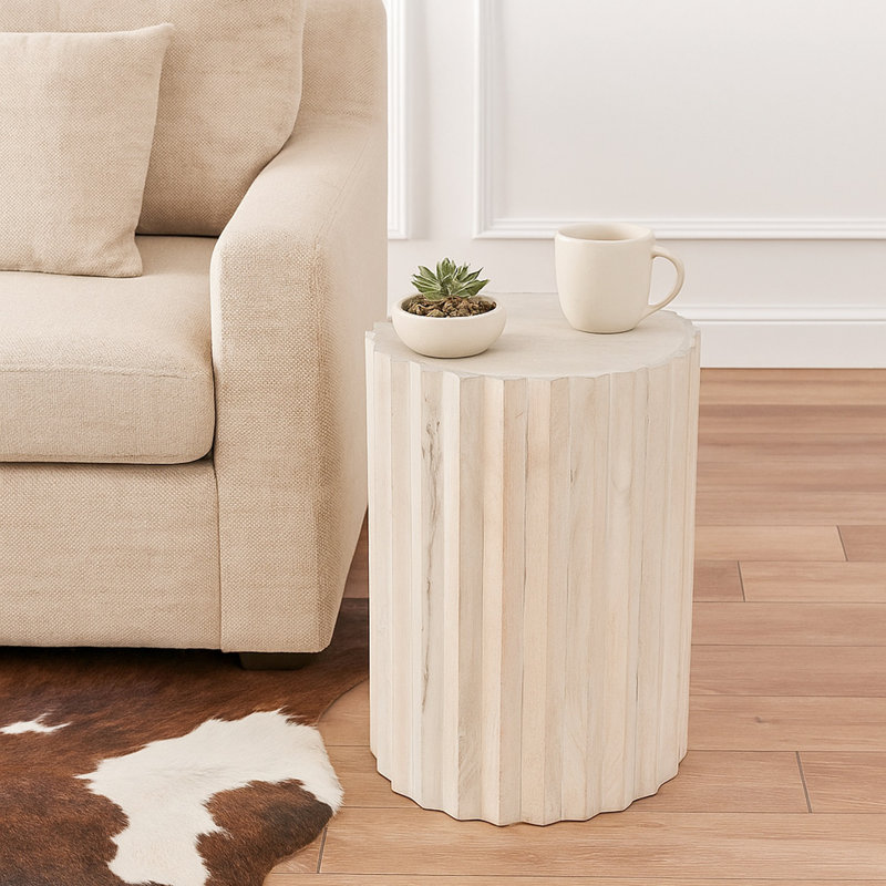 Table d'appoint ronde White Sand, H 22 po x l 16 po x P 16 po