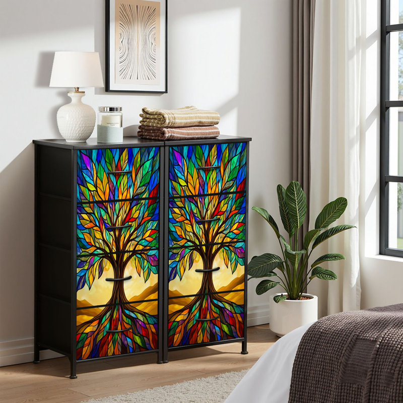 4 Drawer Dresser for Bedroom, Narrow Chest of Drawers, Wooden Top and Study Iron Frame 18"x37.5"-(WxH)