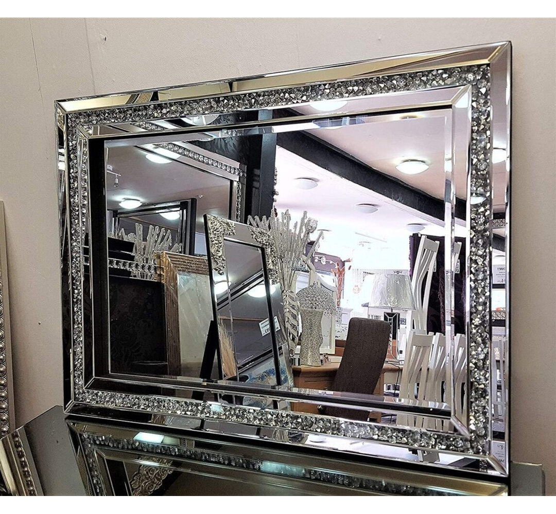 Large Jewel Wall Mirror Loose Diamante New Crystal Square Decor Mirror Gift