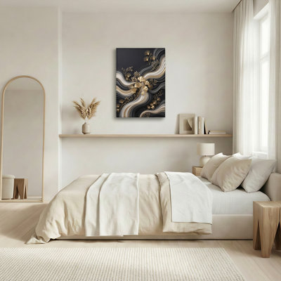 Ensemble de 1 tableau sur toile « Vagues dorées »