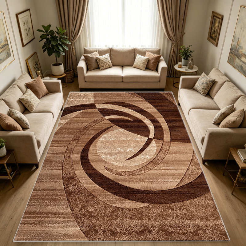 Brown and Beige   area rugs for Living Room, Soft and Comfortable, Suitable for all seasons, easy to maintain, machine washable Indoor floor mat, Under Table Farmhouse suitable for Bedroom, Dining Room, Study,  Balcony, Home Decor Patio
