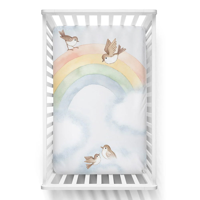 Mini drap pour lit de bébé Rainbow Birds
