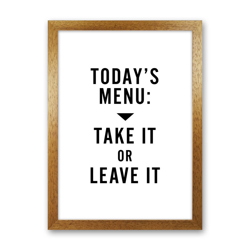 Today's Menu Minimal - Print, Oak Frame, 63cm H x 46cm W x 3cm D