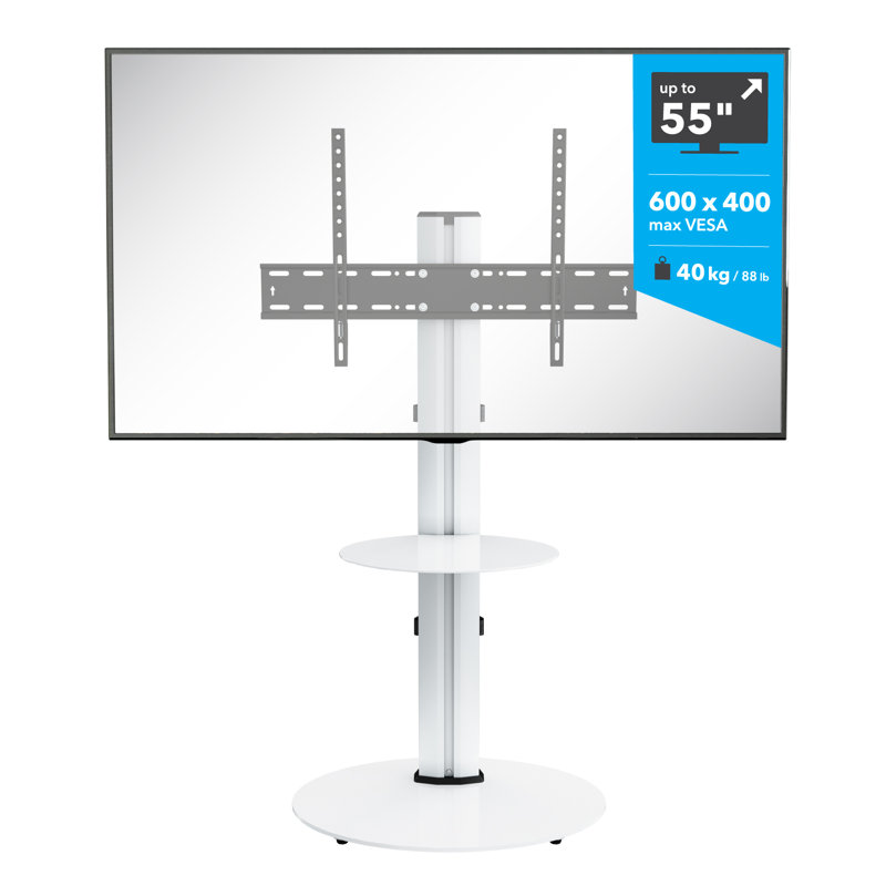 Chazen TV Stand for TVs up to 55", Silver/White