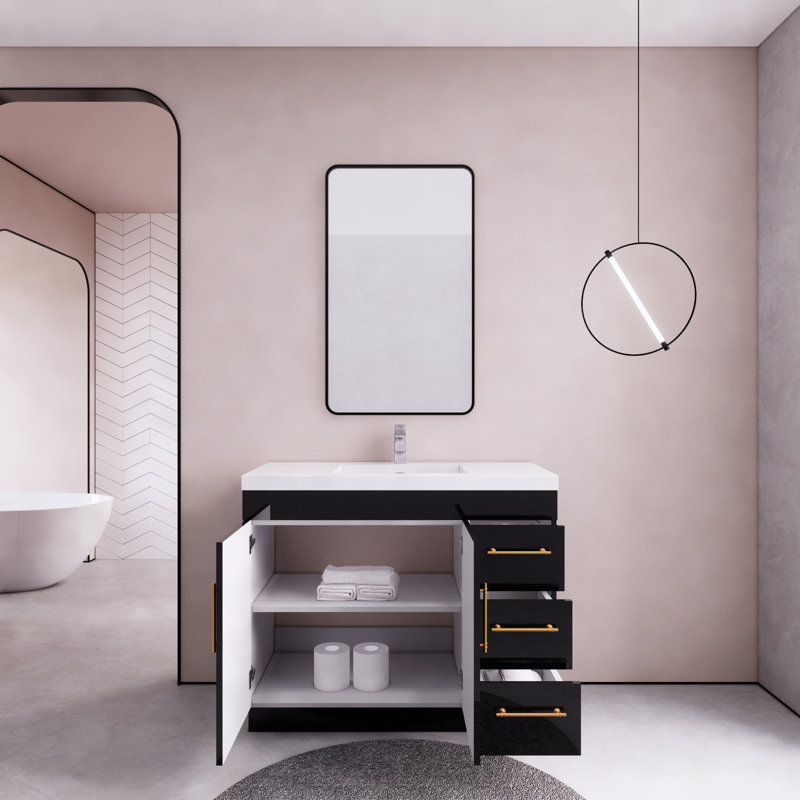 Ensemble de meuble-lavabo simple 42 po Eliza, Noir lustré