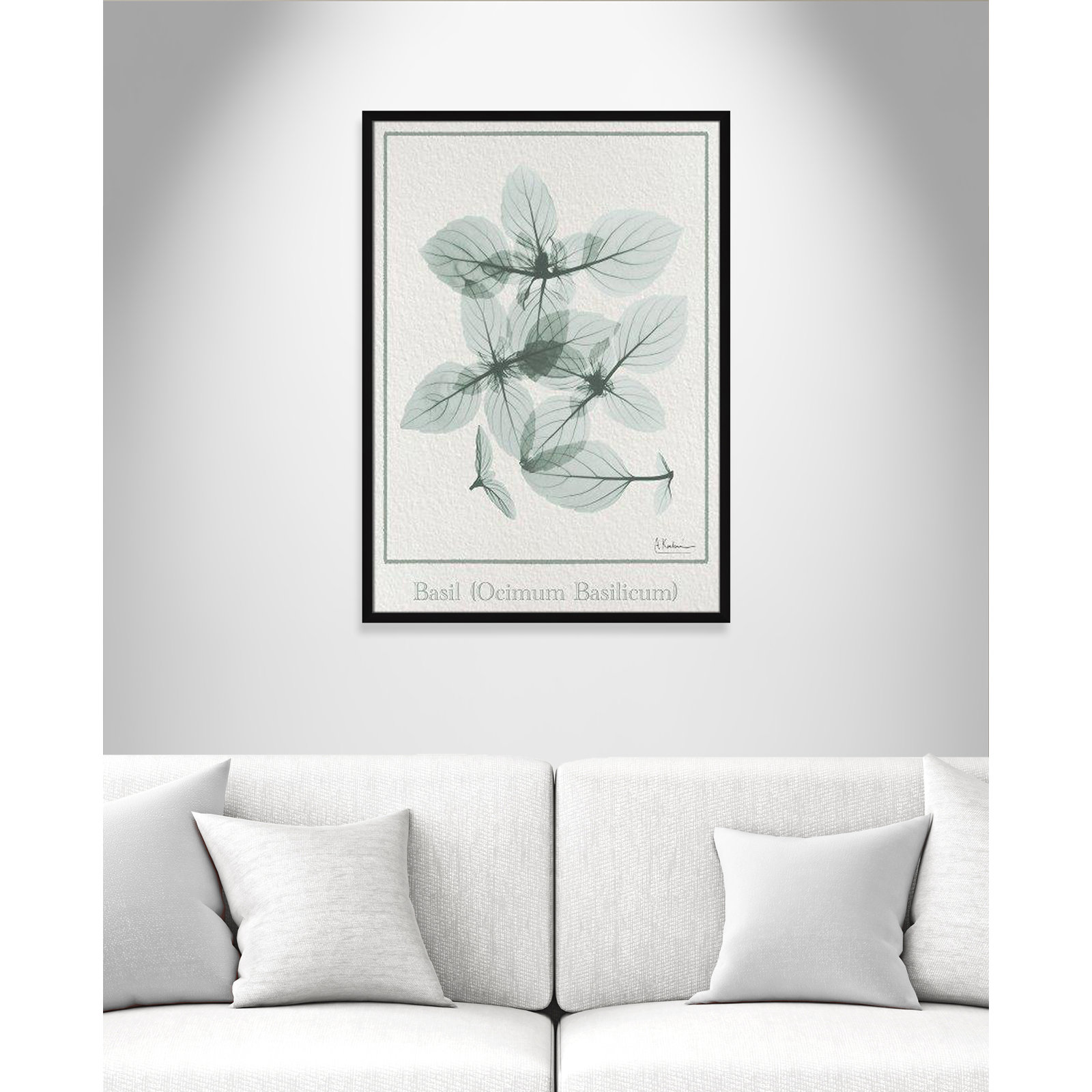 Jeanette "Basil Ocimum Basilicum" Painting, 35.5" H x 25.5" W x 1.25" D, Satin Black Framed Paper