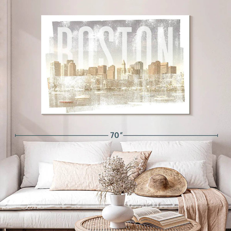 Lilie Boston Skyline rétro, H 34 po x l 51 po