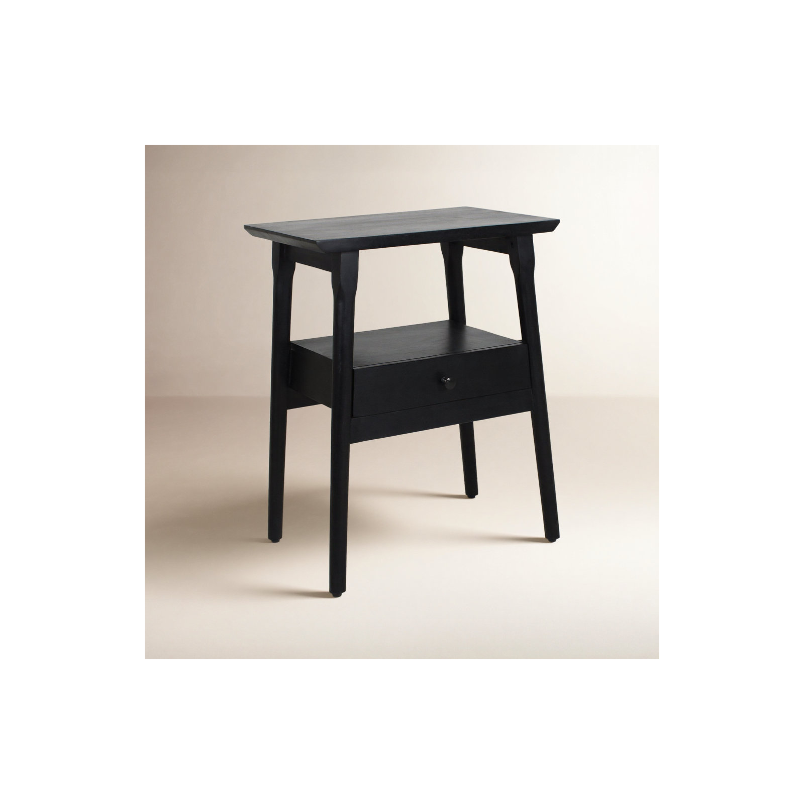 Akio 1 - Drawer Solid Wood Nightstand, Black