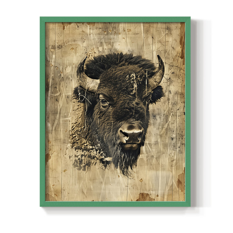 ANIMALS Series CDXCV, reproduction encadrée - bois massif, Green, H 30 po x l 24 po