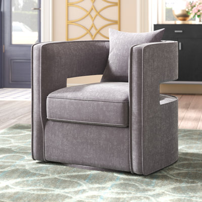 Jolia 76.2Cm Wide Velvet Swivel Barrel Chair
