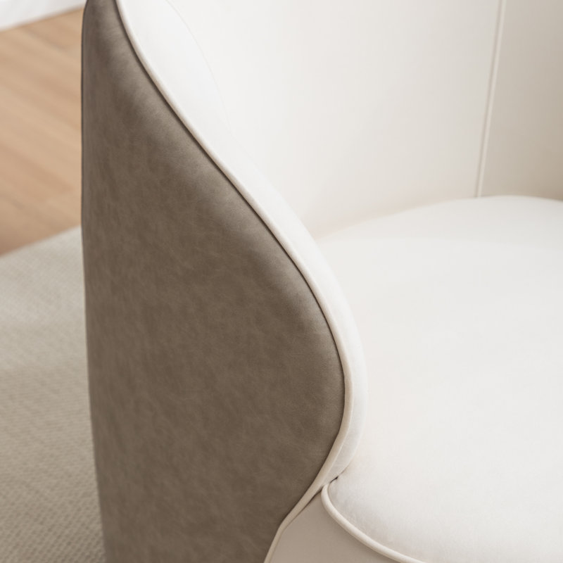 Fauteuil demi-tonneau pivotant en velours Stith, Velours abricot foncé
