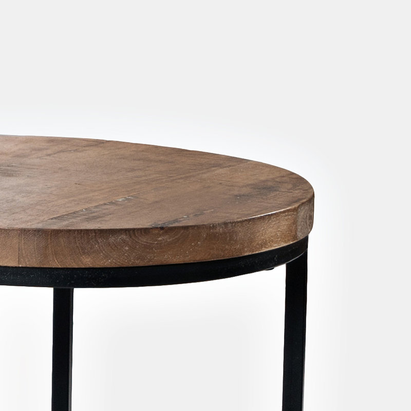 Dondie Round Modern Rustic Solid Wood and Metal Nesting End Tables - Set of 3