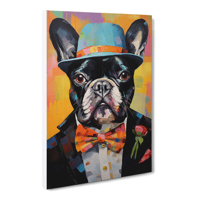 French Bulldog Dadaism Art No.2 - Wrapped Canvas, 50cm H x 35cm W x 3cm D
