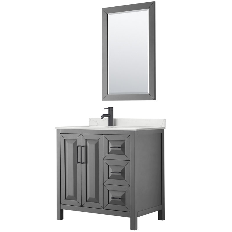 Daria 36'' W Single Vanity, Giotto Quartz, Brown, Polished Chrome
