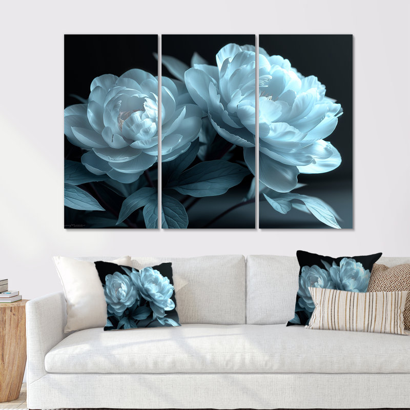 Ensemble d'art mural Rountree - pivoines, Métal métal, H 32 po x l 48 po x P 1 po