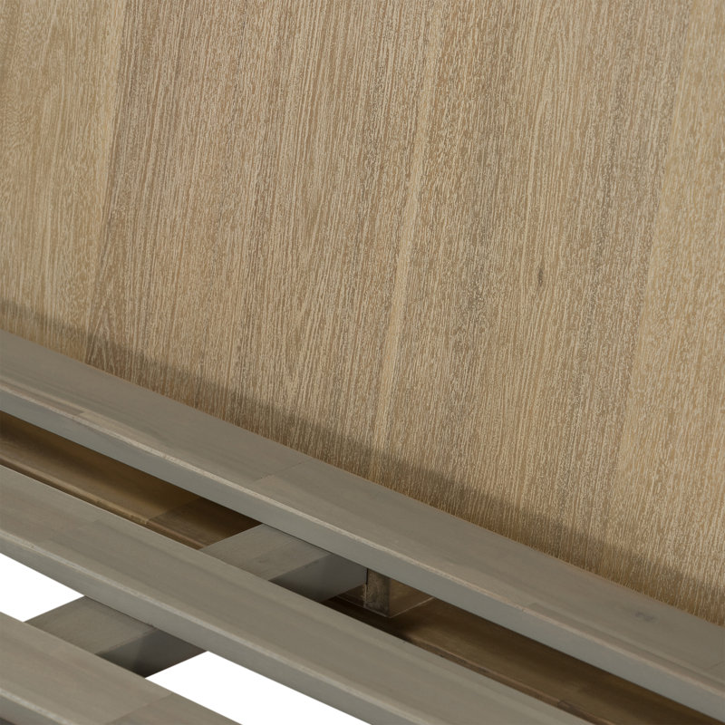 Lit plateforme en bois massif Byer, Reine, Sablage gris Summer, Bois massif