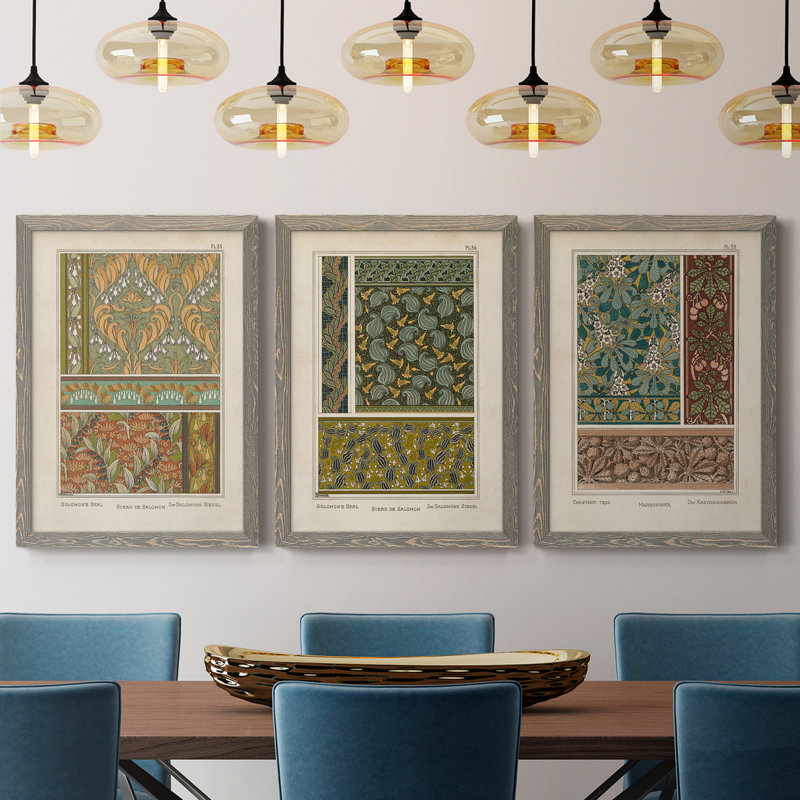 Nouveau Decorative VII - Ensemble de 3 peintures sur toile encadrées, H 37,5 po x l 82,5 po x P 1,5 po, Gris