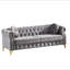 Canapé Chesterfield de 82 pouces en velours avec deux coussins ronds, avec des clous en cuivre et des boutons capitonnés, avec des pieds en métal. La conception en boucle permet de suspendre des décorations.