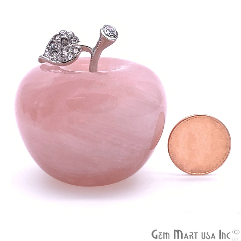 Pomme décorative, tablette décorative, quartz rose 100% naturel