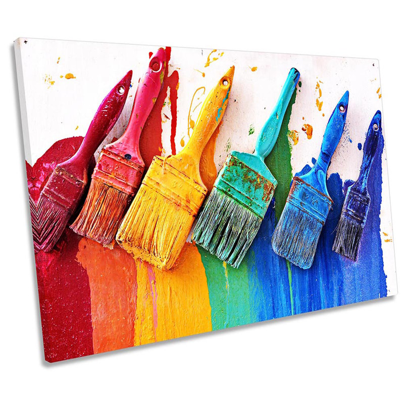 Paint Brushes Rainbow - Wrapped Canvas Print, 30.5cm H x 45.7cm W