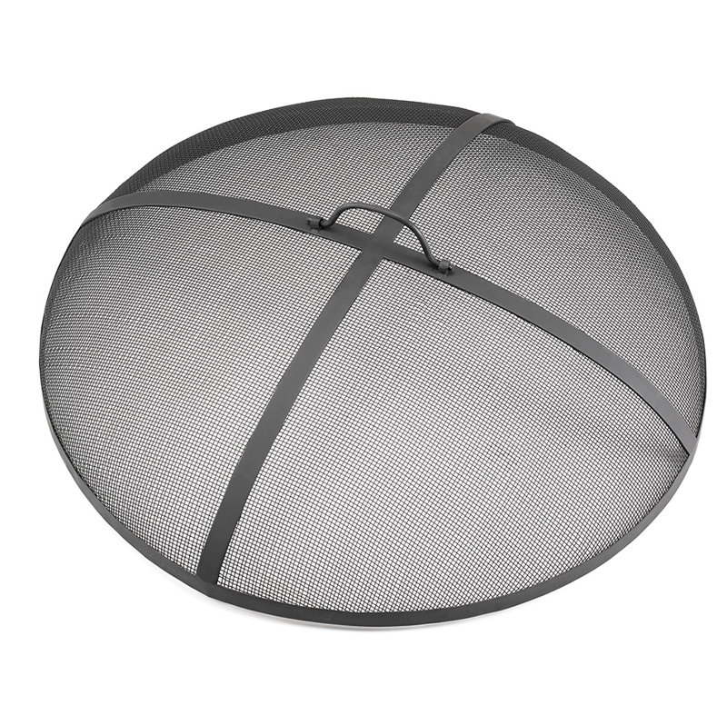 40" Round Black Powder-Coated Steel Mesh Fire Pit Spark Screen