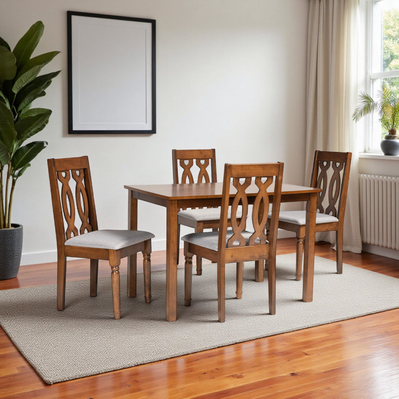 Ensemble de salle à manger 5 pièces en bois Margo Grey Upholstery