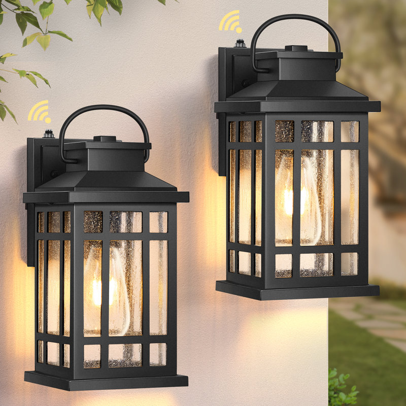 2 Packs Dawn to Dusk Outside Light Fixture, Black Exterior Wall Lantern Wall Mount for Garage