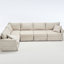 Canapé modulaire à 5 places en L beige avec revêtement en tissu doux et base en lin beige-918994040-918994043