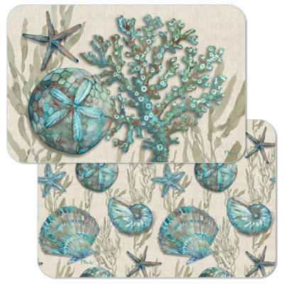 Beach Shells Reversible Rectangular Easy Care Placemats