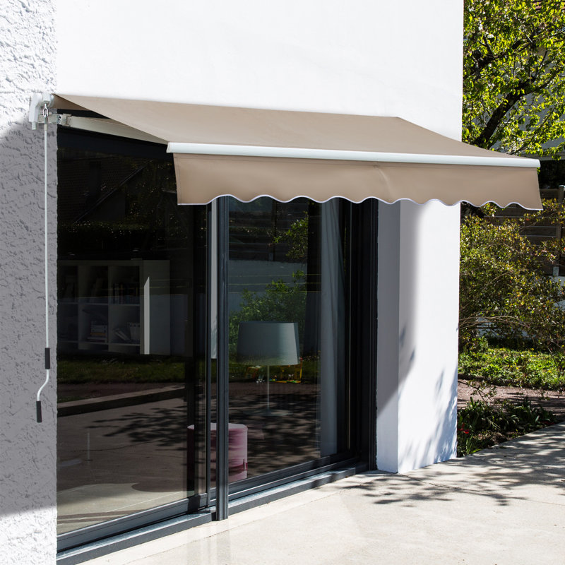 Auvent de patio rétractable, L 144 po x P 120 po, Brun, Couleur unie