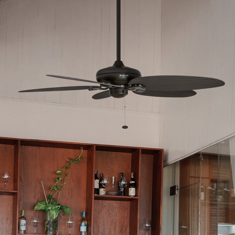 Bronze 52" Tropical Low Profile Ceiling Fan with Remote