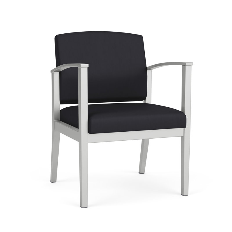 Chaise en métal Amherst, Argent, Vinyle noir Patriot Plus